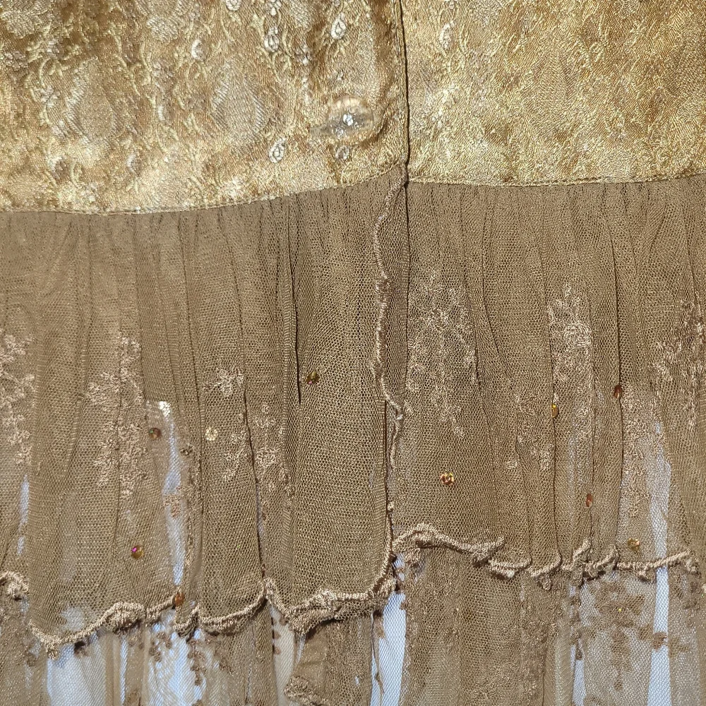 NWT Sandy Starkman Victorian Polyester Brocade Peplum Jacket Gold Womens Med - Picture 5 of 10